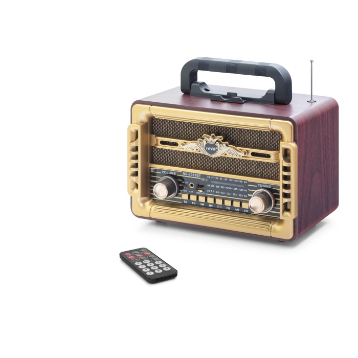 Bluetooth Nostaljik Hoparlör Fm Kumandalı 28 X 14.1 X 21 Cm NS8081BT