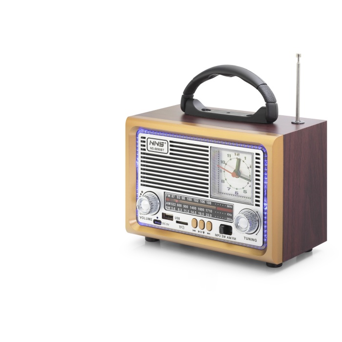 Bluetooth Nostaljik Hoparlör Fm Retro Saatli 20 X 10.2 X 14.5 Cm NS8890BT
