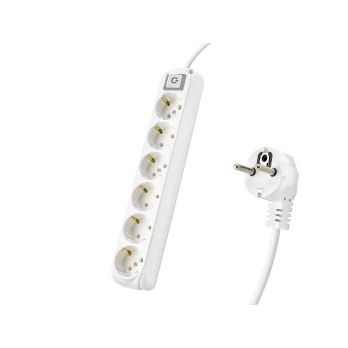 Anahtarlı Topraklı Uzatma Kablosu 6X Priz 3 M - Beyaz 9260203