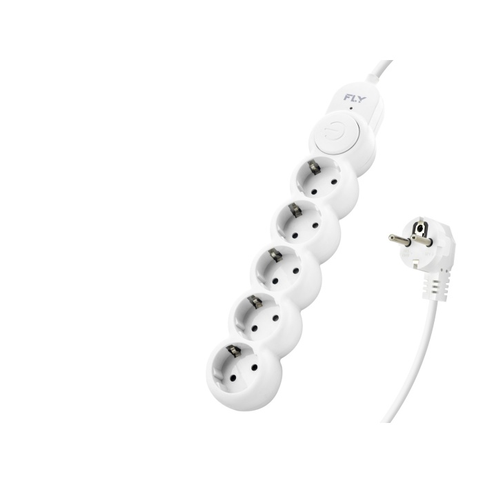 Termal Akım Korumalı Uzatma Kablosu 5 Priz Anahtarlı 2 M - Beyaz 3394-01