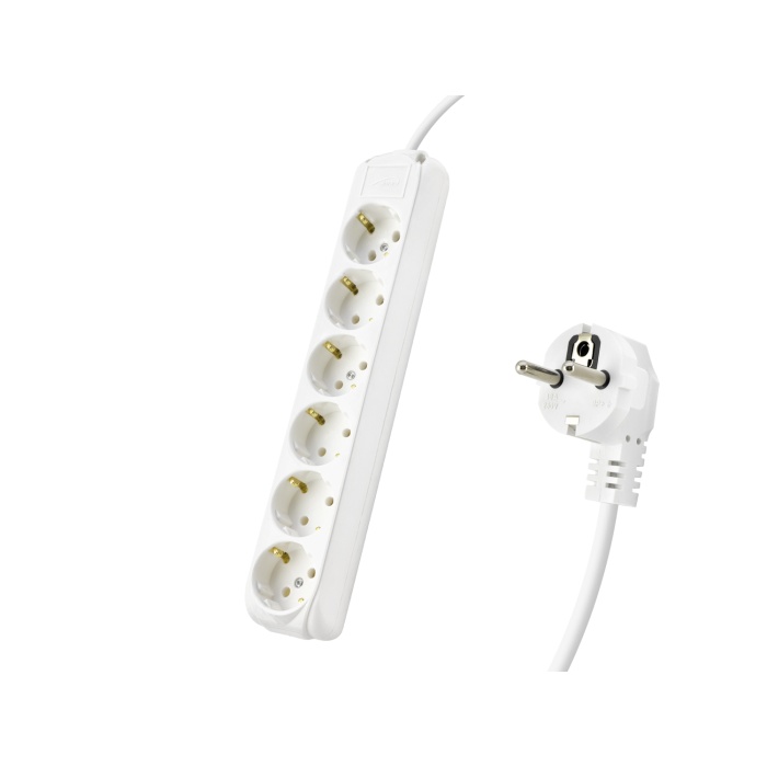 Topraklı Uzatma Kablosu 6 Priz 2 M - Beyaz 9260102