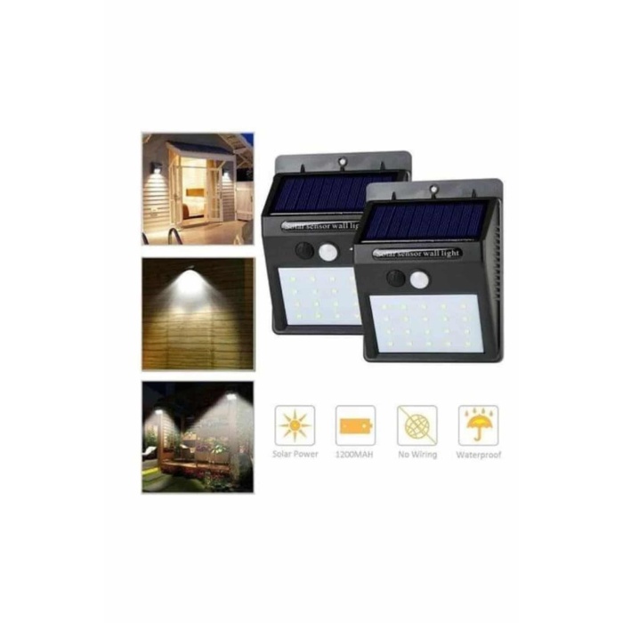 Solar Sensörlü Duvar Lambası Bahçe Lamba 20 Led Işık