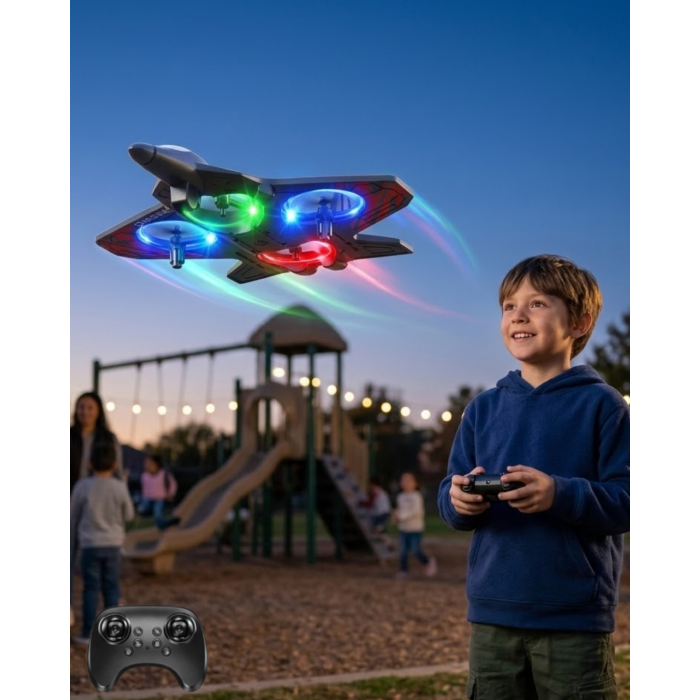 Uzaktan Kumandalı LED Işıklı Drone Uçak 360 Derece Dönüş Özellikli Oyuncak Drone