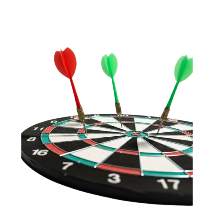 Şık Tasarımlı 15 İnç Dart Tahtası Metal Uçlu 4 Ok Seti