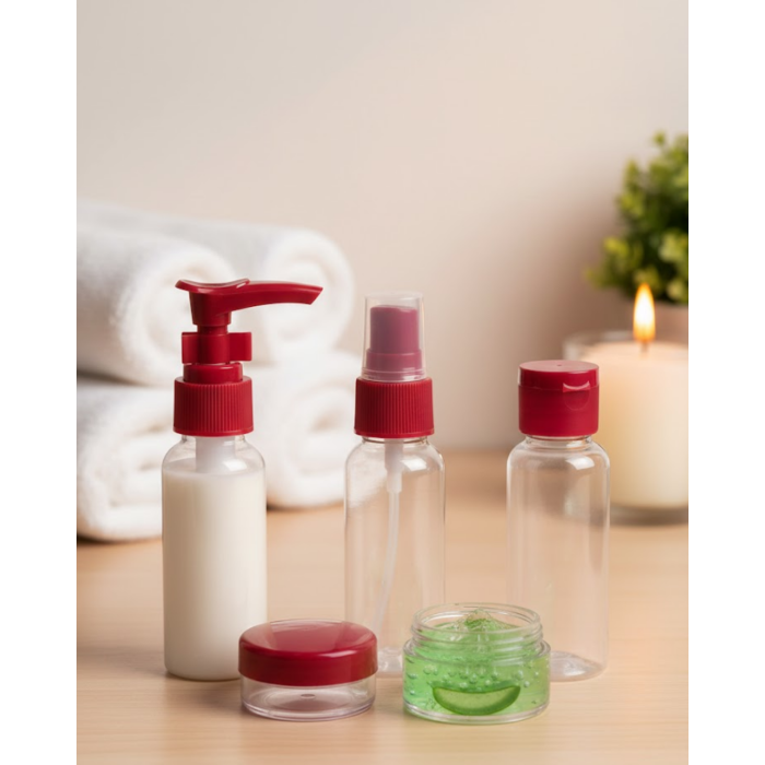 Kompakt 5’li Seyahat Şişesi Seti Şeffaf Kozmetik Kaplar