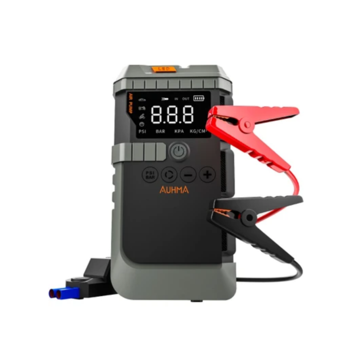 Taşınabilir Araç Çalıştırma Jump Starter Hava Pompası Dijital Basınç Göstergeli Güç Bankası