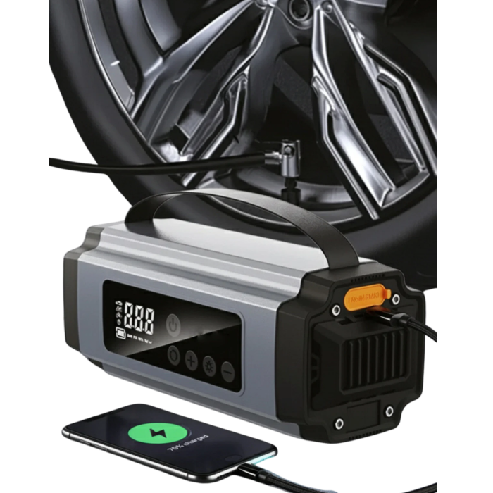 Yolda Kalmaya Son Dijital Ekranlı Akü Takviye ve Hava Kompresörü Çok Fonksiyonlu Acil Güç Ünitesi
