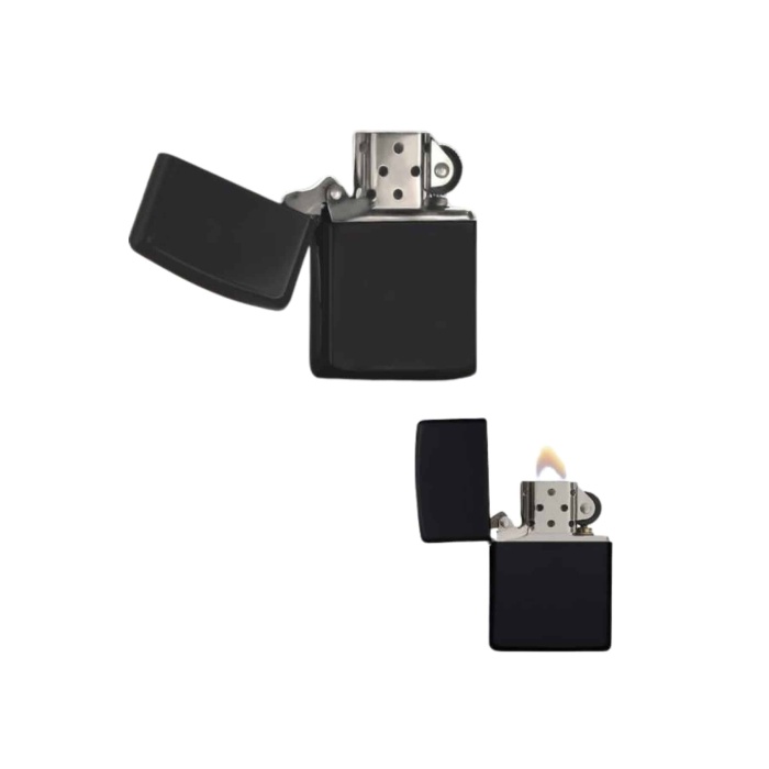 Çakmak Parlak Siyah Zippo Benzinli Çakmak Cep Boy Doldurulabilir