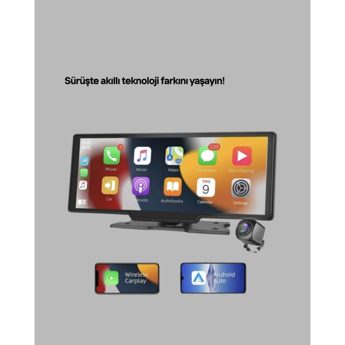 Renault Megane, Clio, Symbol, Captur, Toyota Corolla, Yaris, C-HR, Ford Focus, Fiesta Uyumlu Kablosuz CarPlay Multimedya 10.26” Dokunmatik Ekran