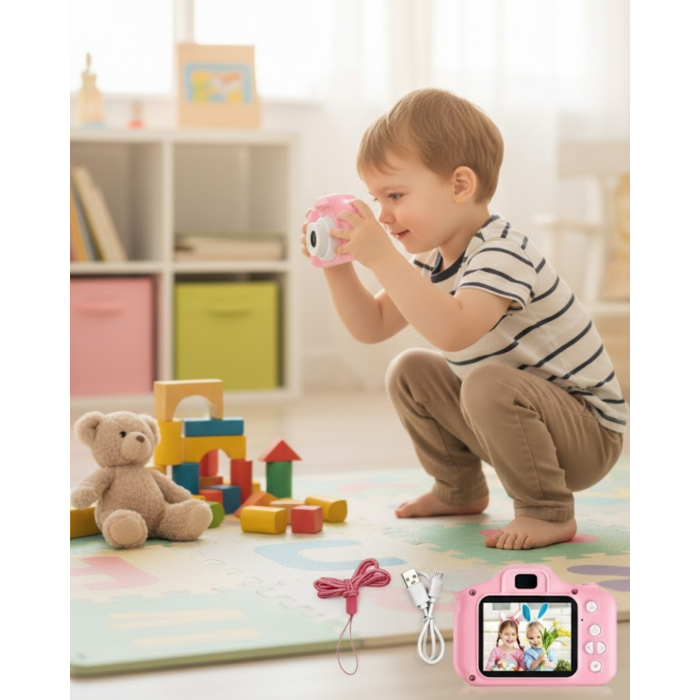 Taşınabilir HD Dijital Kamera Video Kayıt Fotoğraf Çekim USB Bağlantılı Şarjlı