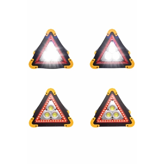 Işıklı İkaz Lambası Reflektör Şarjlı Işıklı Üçgen LED Acil Durum Feneri