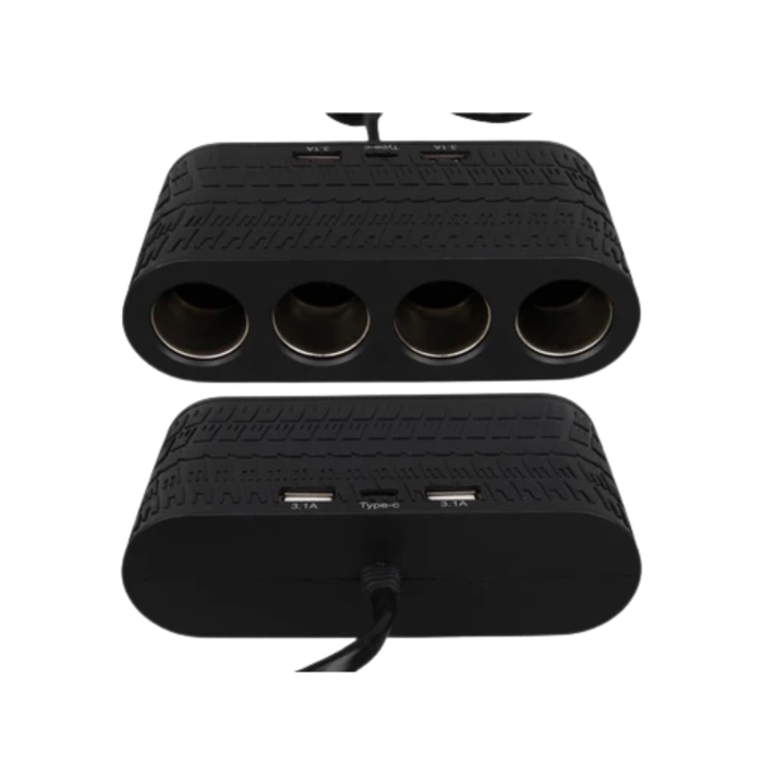 Araçlar İçin 4’lü Çakmak Çoklayıcı Type C USB ve Koruma Sistemli