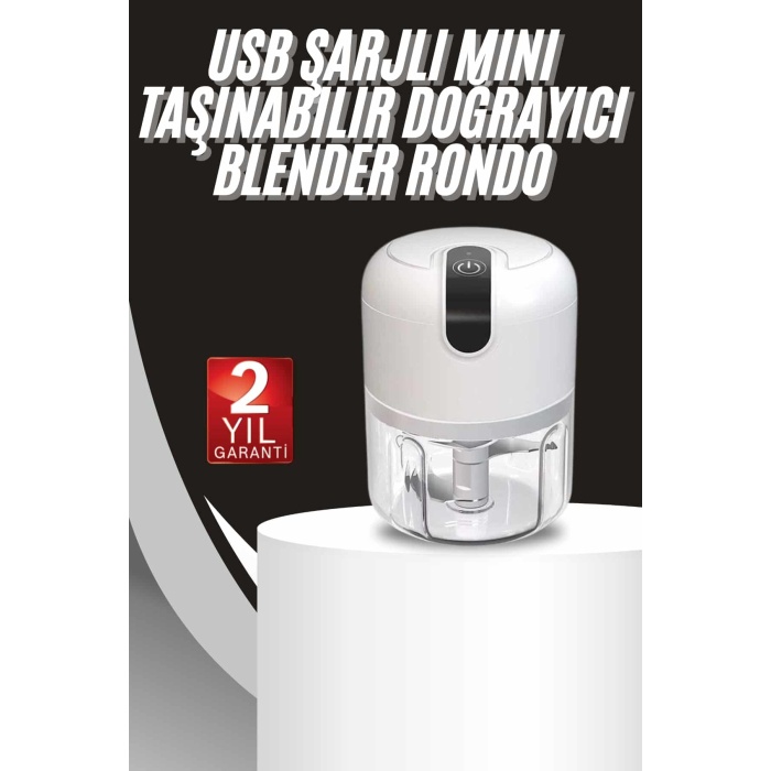 Mini Doğrayıcı Rondo Taşınabilir Mini El Blender Paslanmaz Çelik