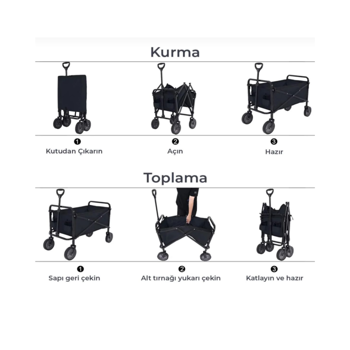 Katlanabilir Taşınabilir Kamp Arabası Plaj Bahçe ve Eşya Taşıma Vagonu