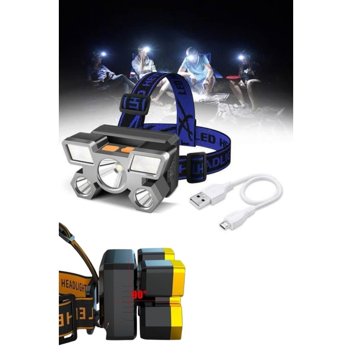 Kafa Lambası 800 Lümen 4 Mod Yüksek Işık Flaşörlü Şarjlı Led Lamba
