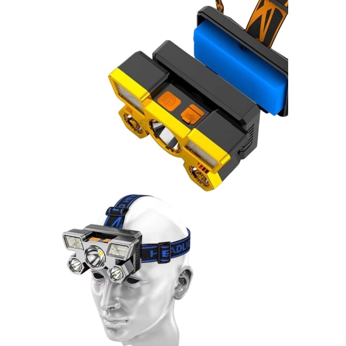 El Feneri Süper Kafa Lambası 4 Modlu 5 Led Kafa Feneri