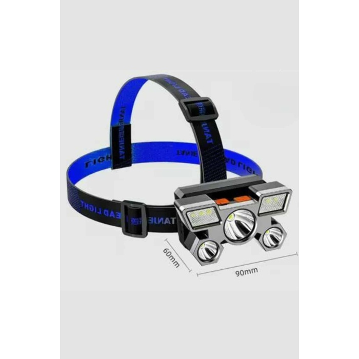 5 LED Far Şarj Edilebilir Güçlü Kafa Lambası Kamp Lambası 4 Modlu