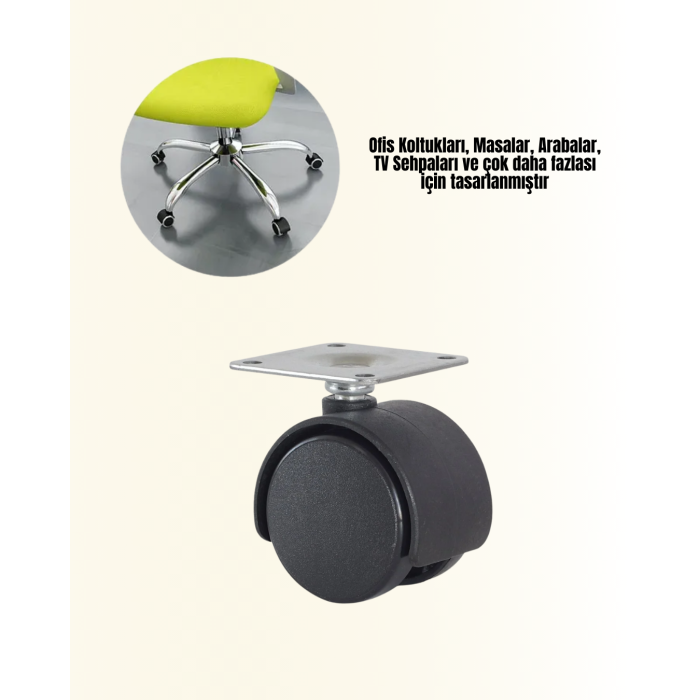 6 cm Kilitsiz Masa Ayağı Tekerleği 4’lü Set Çok Amaçlı