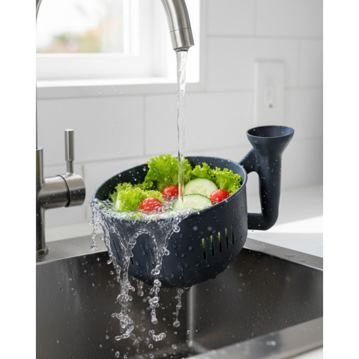 Modern Tasarımlı Sebze Yıkama Kabı Süzgeçli Pratik Mutfak Aparatı