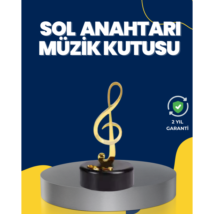Altın Sol Anahtarı Müzik Kutusu Döner Mekanizmalı