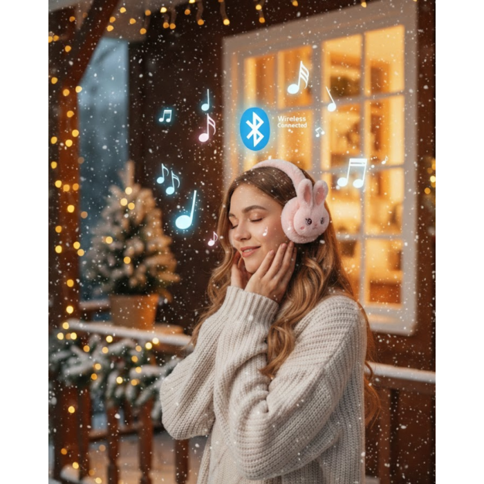 Şarjlı Kablosuz Tavşan Tasarımlı Bluetooth Kulaklık TF Kart Girişli