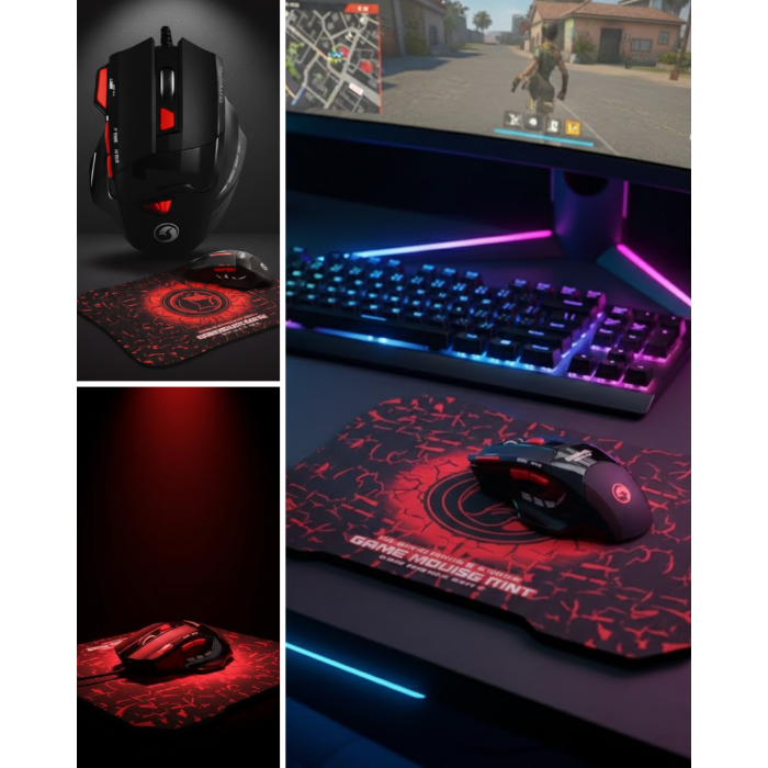 Ergonomik Gaming Mouse ve Mousepad 3 DPI Ayarlı LED Işıklı Tasarım