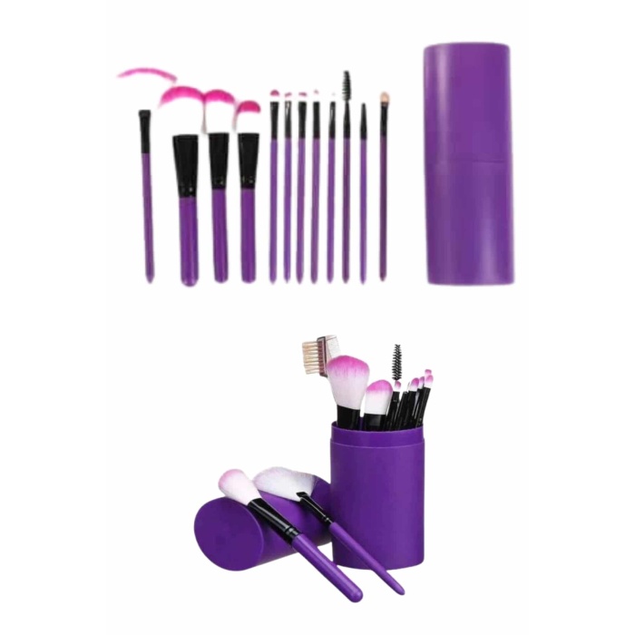 12 Parça Makyaj Fırçası Yumuşak Kıllı Profesyonel Fırça Seti Yüksek Kaliteli Pürüzsüz