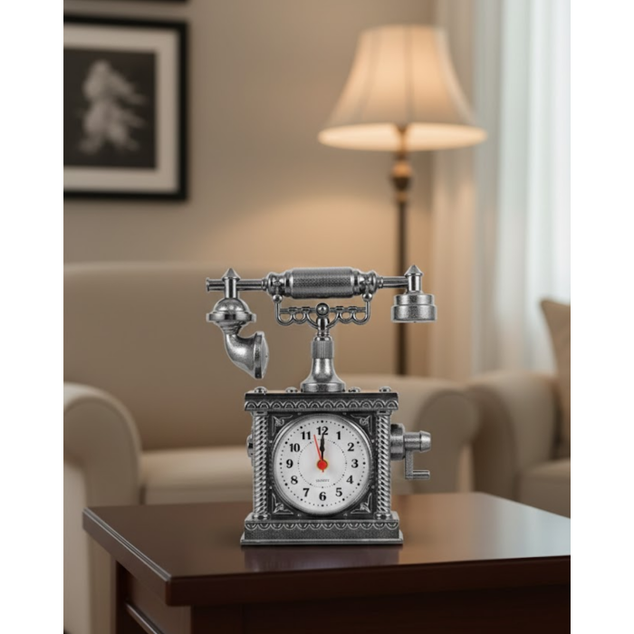 Nostaljik Telefon Tasarımlı Masa Saati Yüksek Sesli Alarm