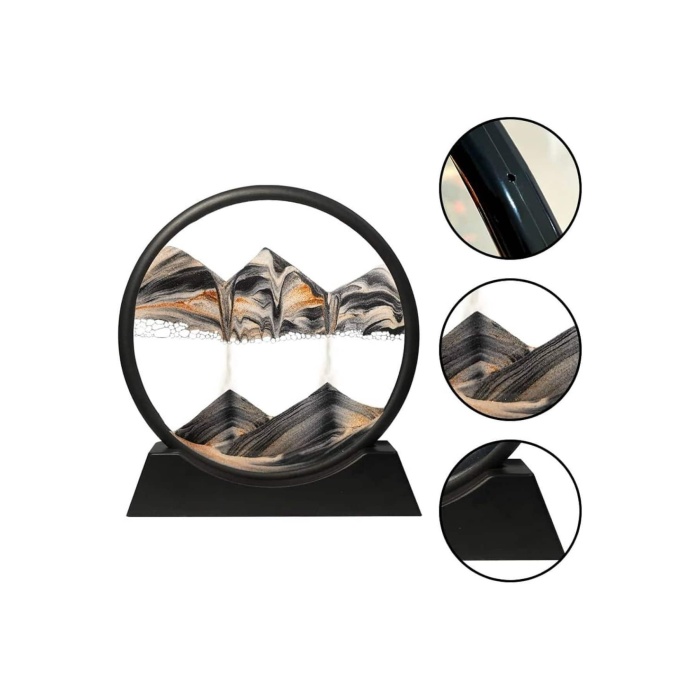 3D Led Işıklı Kum Saati Gece Lambası Hareketli Sulu Kum Saati Dekoratif