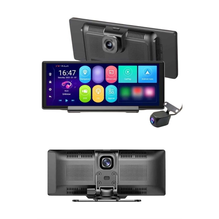 Android ve İOS Uyumlu Ön Arka Çift Kameralı Araç Ekranı Dokunmatik CarPlay