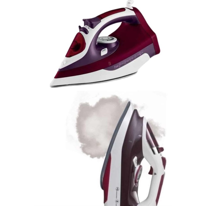Yeni Nesil Kırmızı Buharlı Ütü 2200 Watt Seramik Tabanlı Yüksek Buhar Gücü