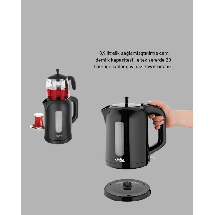 Çaycı Cam Demlikli 1800W Güçlü ve Sıcak Tutmalı Elektrikli Çay Makinesi