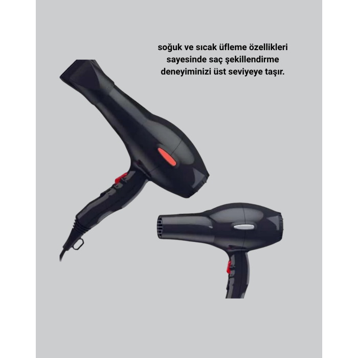 2200W Fön Makinesi – Profesyonel AC Motor, Soğuk ve Sıcak Üfleme