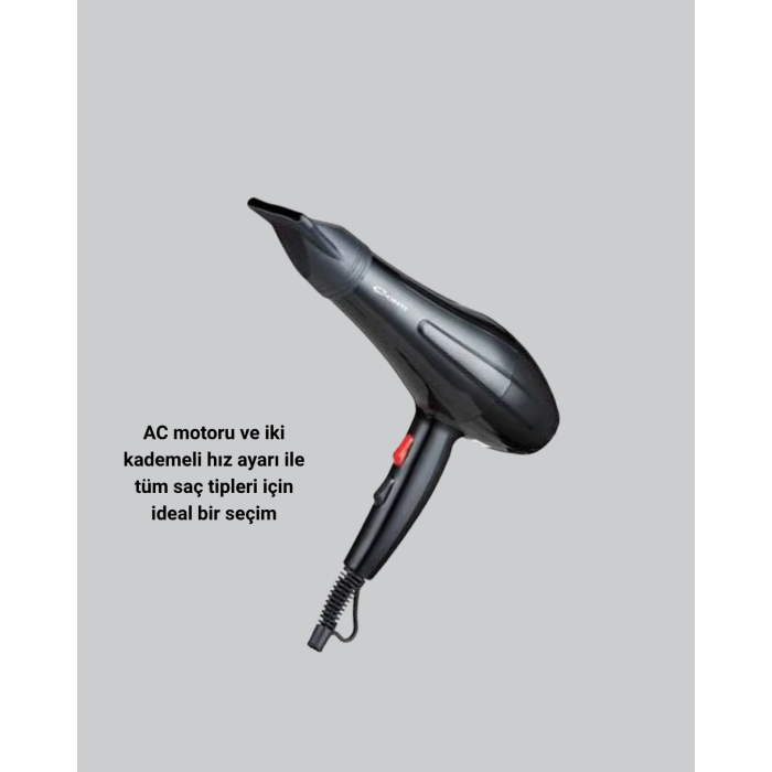 Profesyonel Saç Kurutma Makinesi – AC Motor, Soğuk Üfleme, 2 Hız Kademesi
