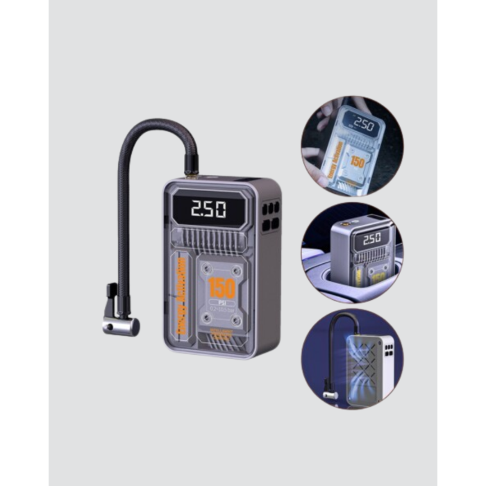 Taşınabilir Kablosuz Hava Pompası – 150 PSI Güçlü Basınç ve 6000mAh Şarjlı