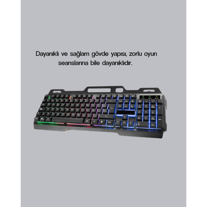 RGB Aydınlatmalı Klavye Mouse Seti – USB Bağlantılı, Türkçe Q, Ayarlanabilir DPI, Ergonomik Yapı