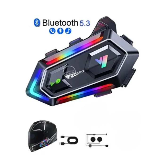 16 Mod RGB Işıklı Motosiklet Intercom Çift Telefon Destekli