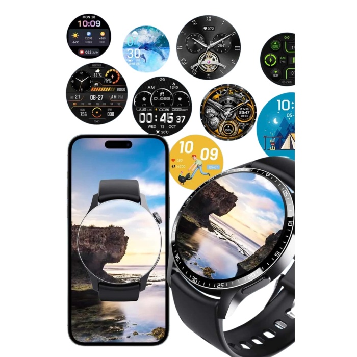 Amoled Ekran Metal Deri Silikon Kordonlu Uyku ve Sağlık Takibi