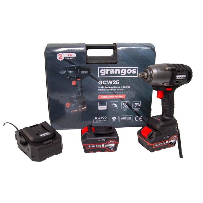Grangos GCW25-F2 20V 5 Ah Çift Akülü Somun Sıkma