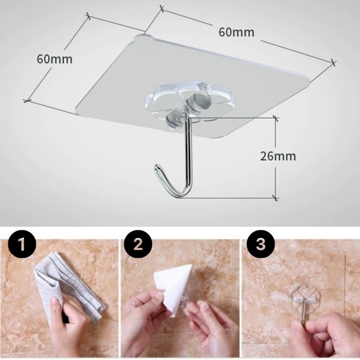 10&amp;#39;lu Şeffaf Kendinden Yapışkanlı Güçlü Askı Kancası, Banyo Mutfak Organizer, İz Bırakmaz Pratik Askı