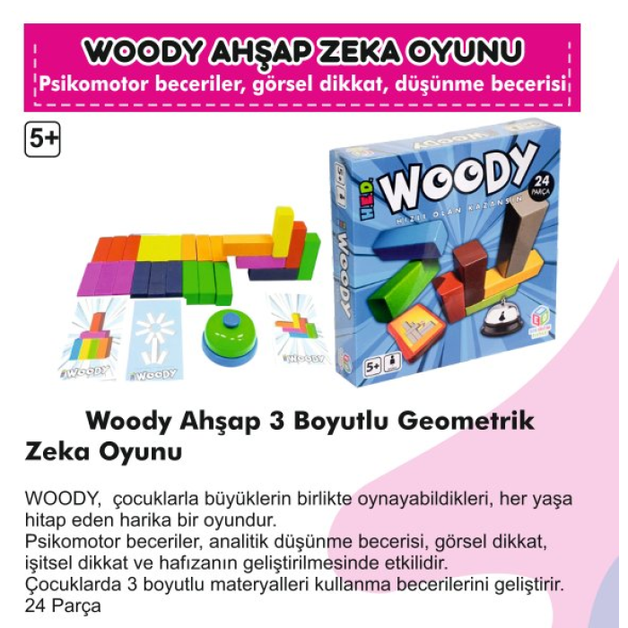 Woody Ahşap 3 Boyutlu Geometrik Zeka Oyunu