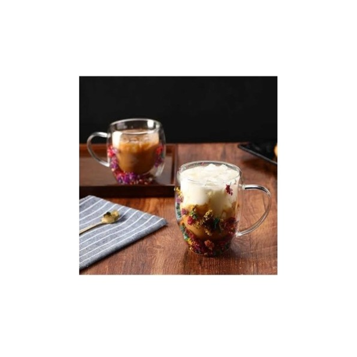 Organik Çiçekli Borosilikat Bardak 350 Ml. Royaleks-BRD-150 BH