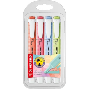 Fosforlu Kalem - Swing Cool Pastel - 4lü Paket - Mercan Kırmızısı, Kiraz Çiçeği Pembesi, Bulut Mavisi, Misket Limonundan Tutam