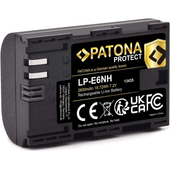 Protect V1 LP-E6NH pil (2600 mAh) kaliteli pil, NTC sensörlü ve V1 muhafazalı, akıllı pil sistemi, en yeni nesil