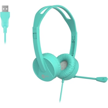 HT106 USB Kablolu Mikrofonlu Kulak Üstü Kulaklık - PC, Laptop, Tablet, Telefon Uyumlu, İş, Oyun, Çağrı Merkezi için, Esnek Mikrofonlu Kulak Üstü Kulaklık Turkuaz (Turkuaz)