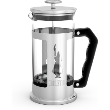 Preziosa kahve presi, kahve veya çay için French Press filtre, paslanmaz çelik gövde ve borosilikat cam kap, bulaşık makinesinde yıkanabilir, 350 ml, 3 fincan için