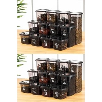 24Lü Peggy Kare Erzak Saklama Kabı 8X(0,55 Litre, 1,2 Litre, 1,75 Litre) Beyaz Serigrafi Etiketli