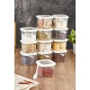 Vienev Siyah Serigrafi Etiketli Kaşıklı Foly Erzak Saklama Kabı 12Li Set Küçük Boy 0,55 Litre Beyaz