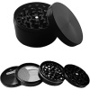 GRINDER Parçalayıcı Metal baharat öğütücü herb spice 4 katmanlı 40MM / 50MM / 63MM (SIYAH, 75MM)