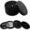 GRINDER Parçalayıcı Metal baharat öğütücü herb spice 4 katmanlı 40MM / 50MM / 63MM (SIYAH, 75MM)